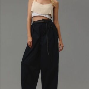 Anthropologie Maeve Curve Poplin Barrel Pants - Black